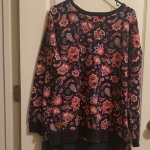 Simply Southern Floral Paisley Sweatshirt - Navy and Pink
